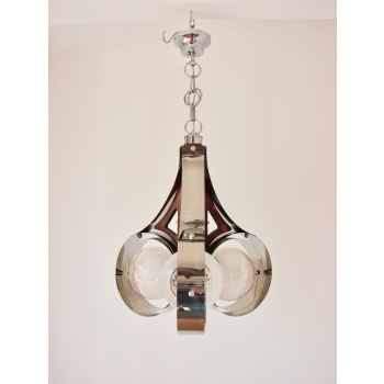 Lampa wisząca Mazzega Murano, Włochy, lata 70 – chrom i szkło artystyczne